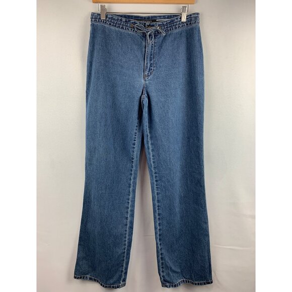 Laundry Women’s Light Blue Denim Jeans With Lace-Up Front Size M - Picture 1 of 5
